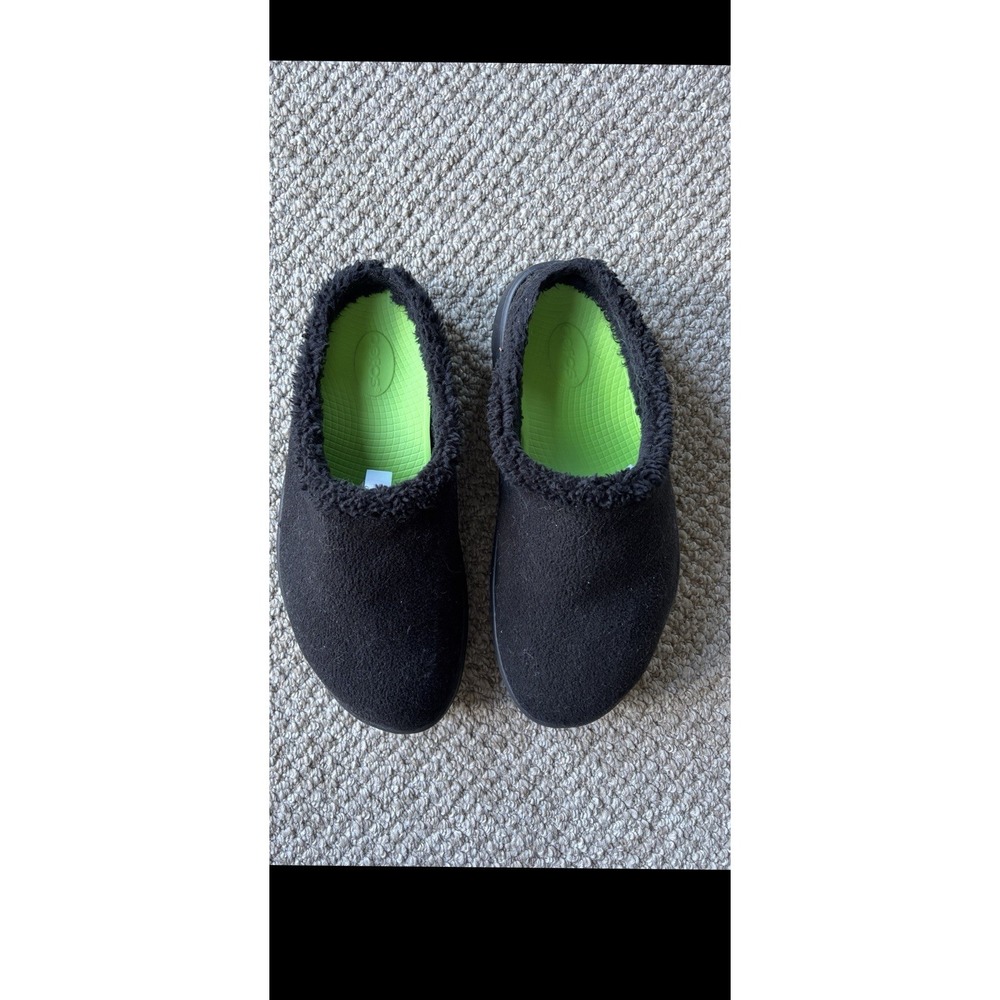 OOFOS OOcoozie Mule Men's 11 (EU 44) Slip On Recovery Shoes Black Sherpa - Picture 3 of 5